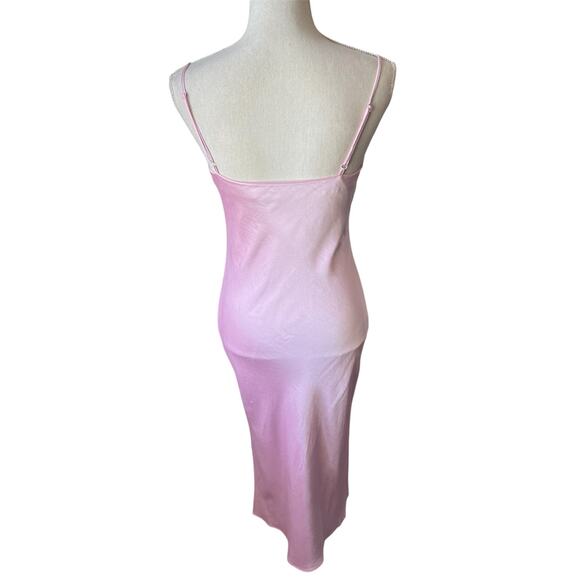 Express pink satin slip dress midi cowl neck sleeveless feminine spring - Picture 5 of 9